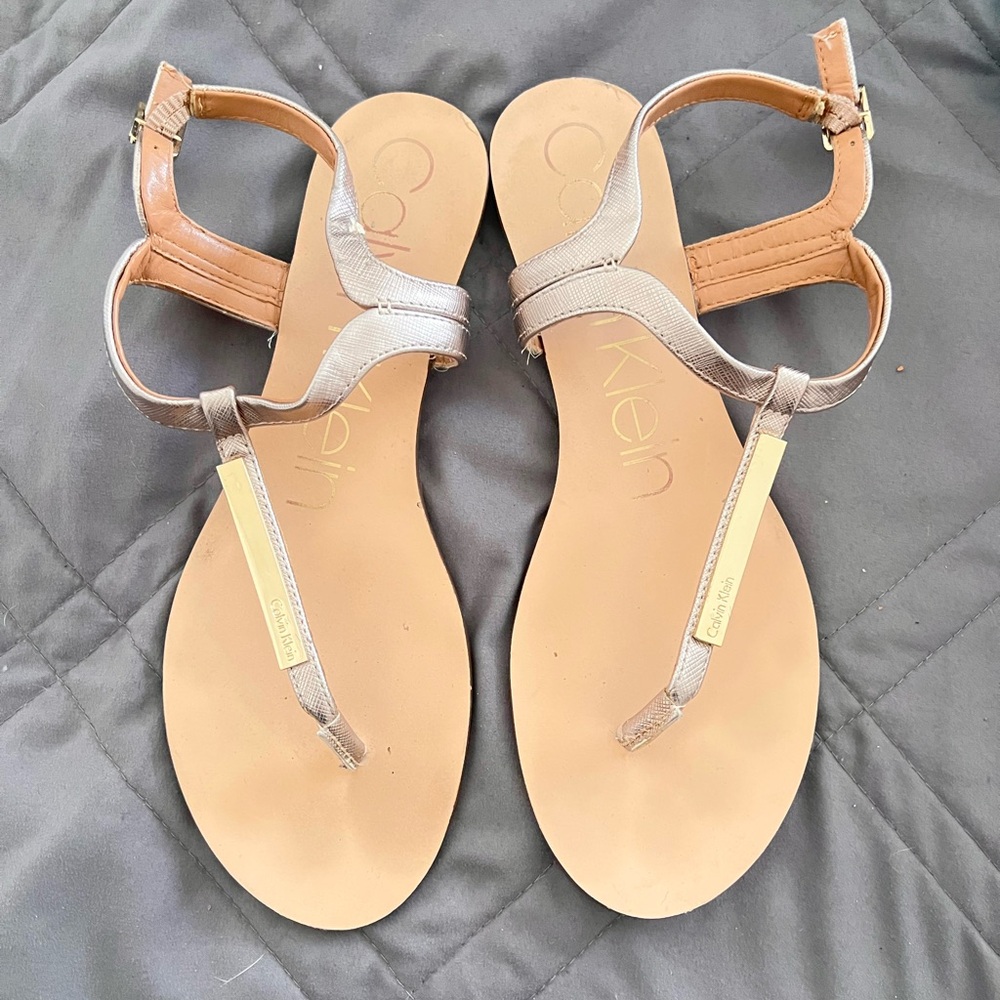 Calvin Klein Tan Minimalist Sandals